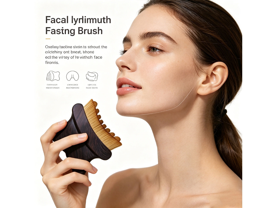 Escova Facial para Contorno Linfático , Ferramenta para Esculpir o Rosto e Reduzir o Inchaço - Escova Seca Ultramacia Marrom SIURN (1 Unidade)