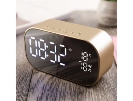Alto-falante Bluetooth Despertador Termômetro de áudio de escritório Rádio FM Chamada mãos livres Ouro MOONMINI