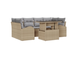 Conjunto 7 Conjunto De Sofás Para Exterior Vidaxl Bege Vime Pe (100 X 55 X 73 Cm)