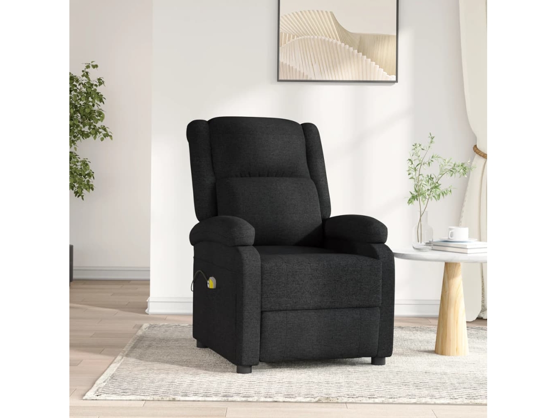 Vidaxl Poltrona De Massagens Elétrica Tecido Preto
