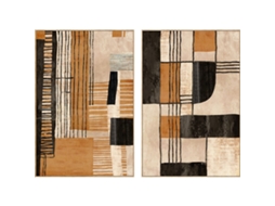 Pintura Home Esprit Bege Laranja Urbana 82,5 X 4,5 X 122,5 Cm (2 Unidades)