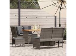 Vidaxl 5 Pcs Conjunto Sofás De Jardim C/ Almofadões Vime Pe Cinzento