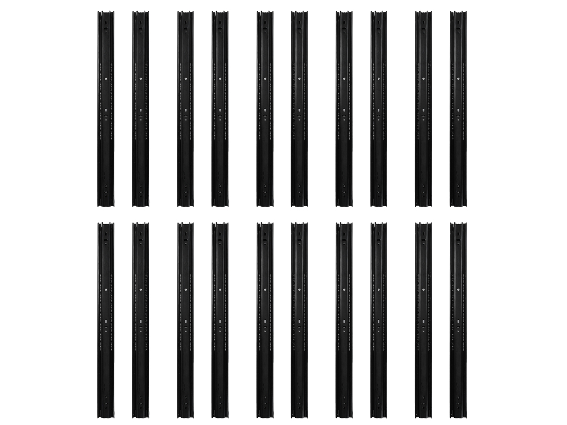 Trilhos para gaveta com 3 compartimentos (10 pares por pacote, 20 dobras para cargas pesadas)