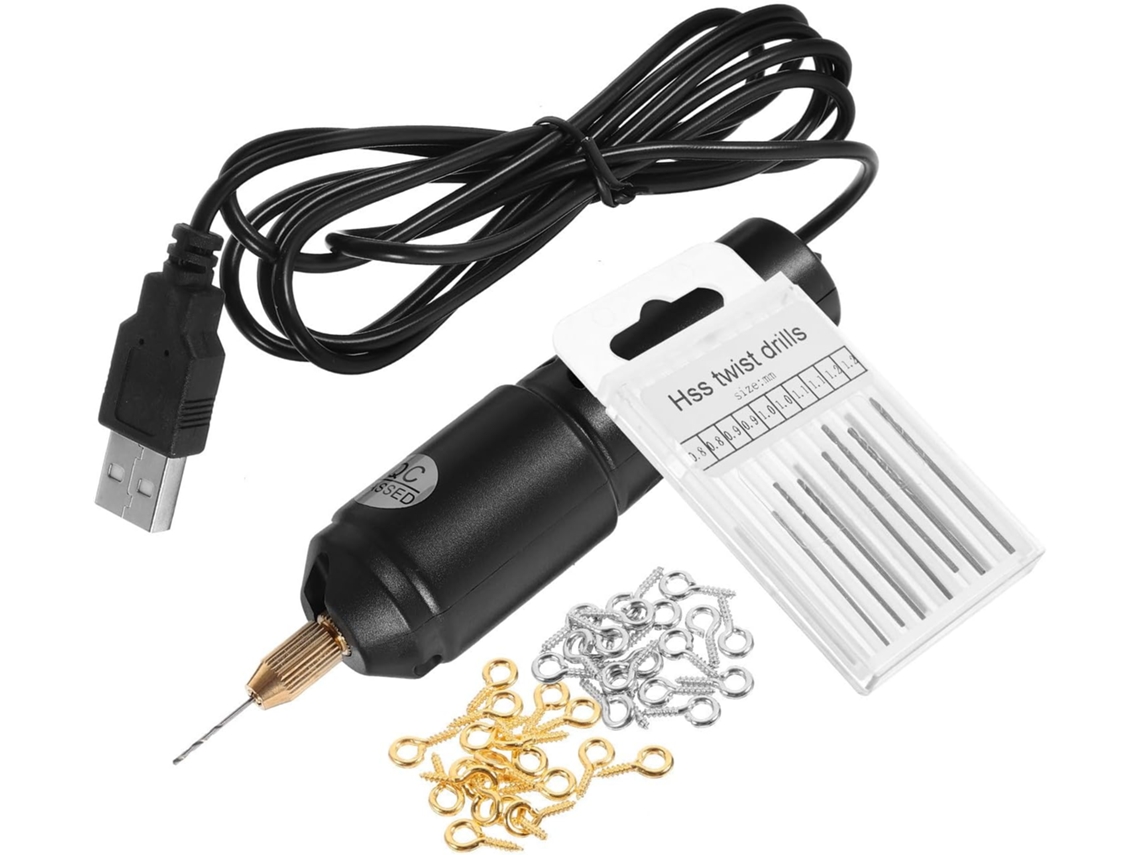 Mini Furadeira Elétrica Usb 5v 10w Preta, 8000 Rpm Para Perfuração