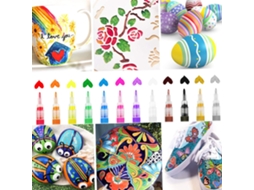 Set 12 Marcadores De Pintura Acrílica À Base De Água Com Pontas Finas De 0.7-2mm Para Diy