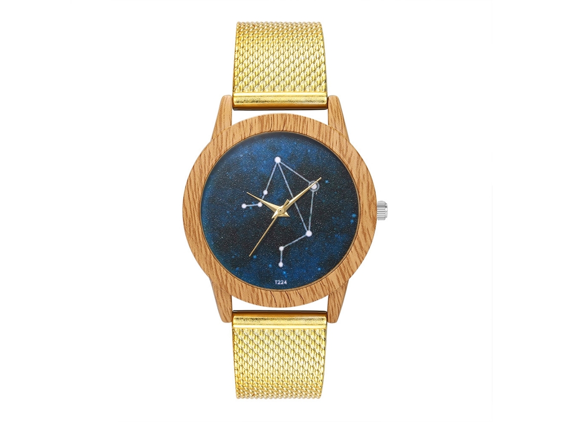 Reloj Analógico De Cuarzo Unisex Con Correa De Malla Oro Zhoulianfa