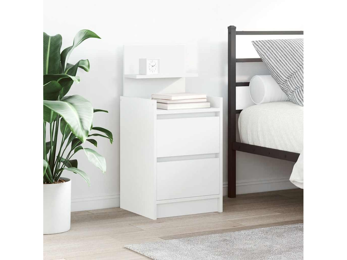 Vidaxl Mesa De Cabeceira Com 2 Gavetas 38x34x80 Cm Branco