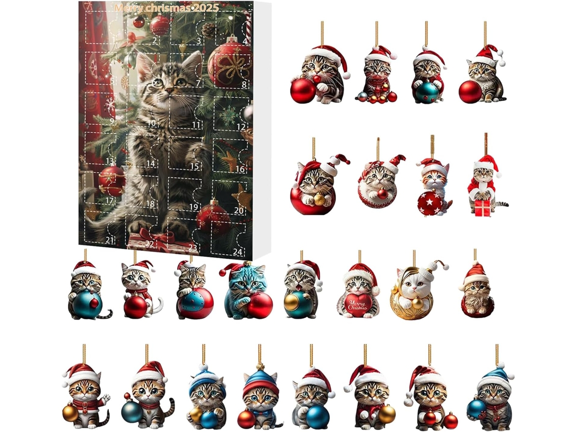 Pingente De Natal Em Forma De Gato | Enfeite 2d Em Acrílico Para Espelho Retrovisor