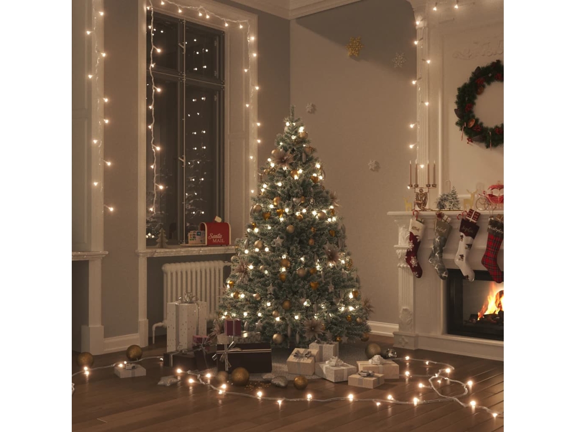Vidaxl Cordão De Luzes Com 300 Luzes Led 30 M Pvc Branco Quente