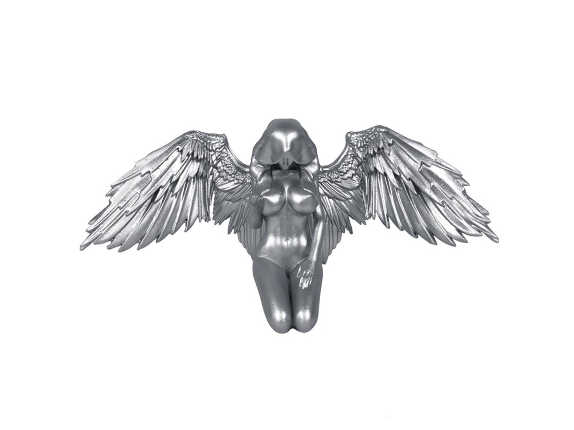 Ornamento De Anjo Genuflexão Interior Em Resina