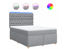 Box Spring Bed, Box Spring Beds Vidaxl Cinzeto Tecido (140 X 200 Cm)