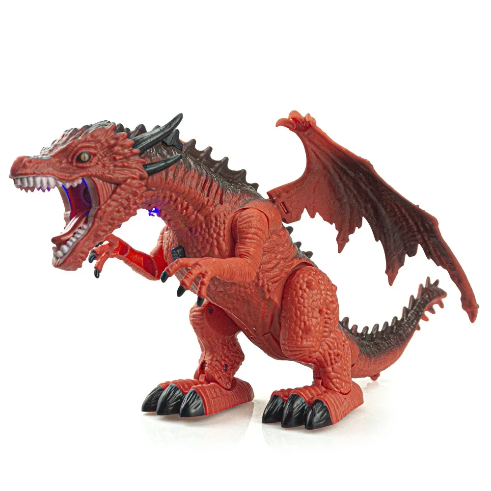 Dinossauro Controlado Remotamente, Animal Ambulante Movido a Eletricidade, com Efeitos Sonoros e Luminosos. MDUG (vermelho)