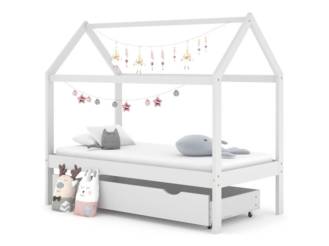 Vidaxl Cama Para Crianças C/ Gaveta 80x160 Cm Pinho Maciço Branco