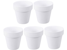Lote De 5 Potes De Flores Em Cerâmica Branca 10 X 10 Cm Em Argila Com Parfaits De Drenagem Para La M