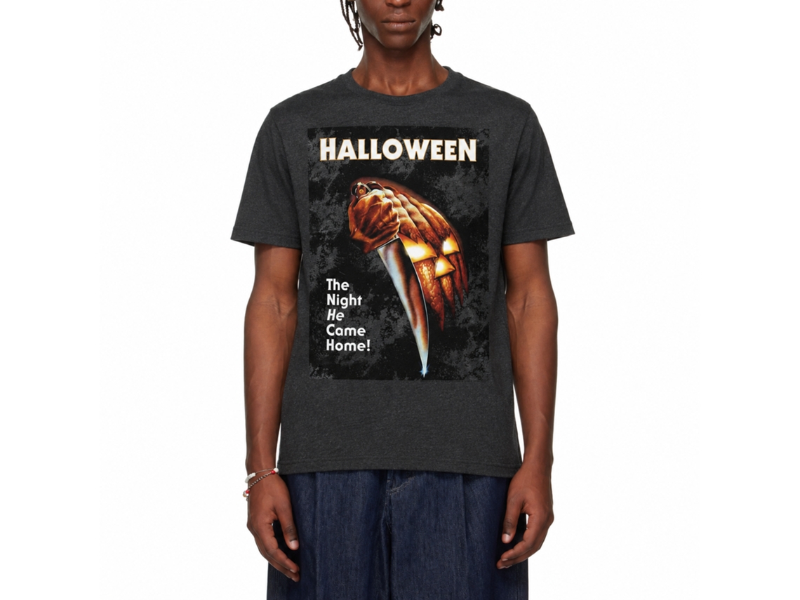 Rockinstone Halloween The Night He Came Home Heather Black Adult T-shirt Size:xxxl