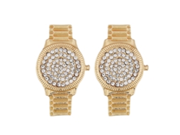 Brincos De Ouro Com Strass Forma De Relógio Estilosos