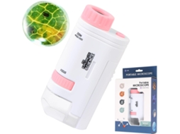 Microscópio de Bolso Portátil, Mini Microscópio 80x, 200x com Luz Led para Aprendizado, Educação e Exploração BRILVIBERA (rosa)