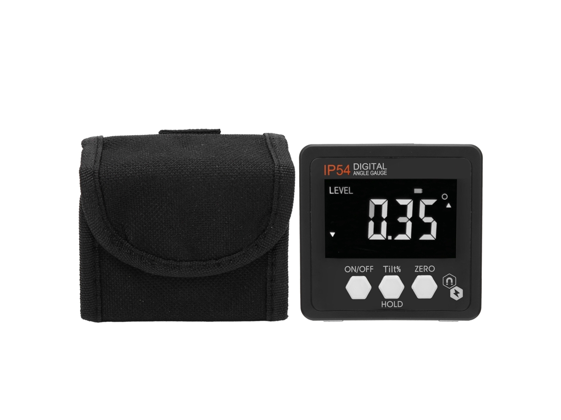 Medidor Digital De Ângulo Lcd Protetor Inclinômetro Caixa De Inclinação 4x90° Ip54 Branco Sobre Preto