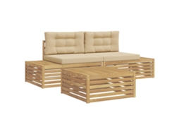 Maison Exclusive - 4 Unid. Conjunto De Sofás Para Exterior Poliéster Branco