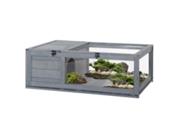 Casinha Tartaruga Madeira Telhado Tela 91x60,5x32 Cm Cinza