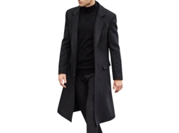 Casaco Trench Coat Masculino Longo de Inverno 2026, Elegante e Formal, com Mangas Compridas