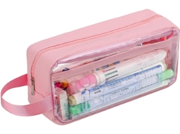 Estojo Transparente para Lápis , Ideal para Formaturas, À Prova D'água e Transparente, em Pvc, Cor Rosa BRILVIBERA (1 Unidade)