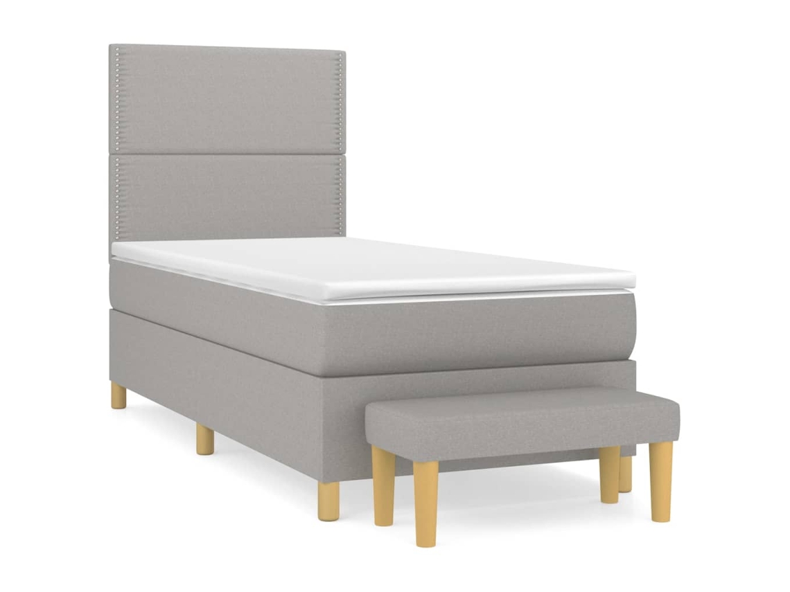 Cama com Molas e Colchão Tecido Cinzento Claro MAISON EXCLUSIVE (100x200 cm)