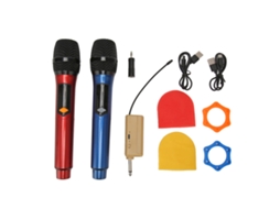 Microfone Sem Fio UHF Recarregável com Display LED Duplo para Karaokê e Festa