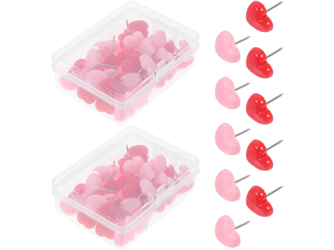 Tachinhas Decorativas Leves E Portáteis, 300 Unidades, Em Formato De Coração, Feitas De Plástico E Arame Aço, Cores
