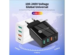 Carregador rápido PD36W 5V4A com 3 USB e cabeçal de carga | S/MARCA