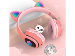 Aetheria fone de Ouvido Over Ear com Orelhas de Gato Brilhantes Luzes Respiratórias 7 Cores Bt5.0 Foldável com Microfone