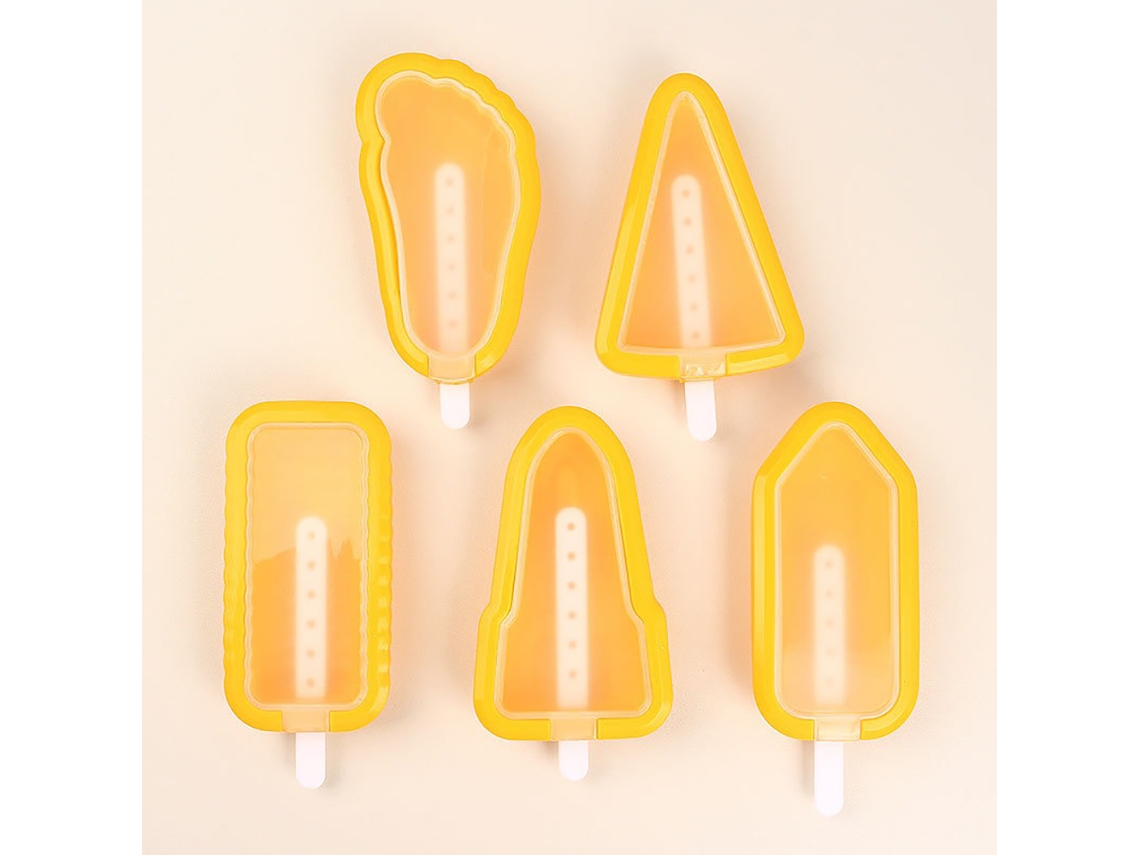 Conjunto de 5 Formas de Silicone Artesanais para Gelo, com Formatos Variados, Ideais para Fazer Sorvete. MDUG (amarelo)