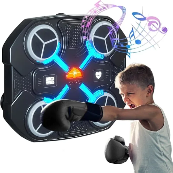 Máquina De Boxe Musical Preta, Equipamento De Boxe De Parede Com Tela Led E Iluminação Ajustável Para Crianças. Brilvibera