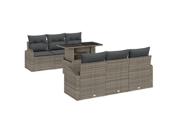 Conjunto 7 Conjunto De Sofá De Jardim Vidaxl Cinzento Vime Pe (100 X 55 X 73 Cm)