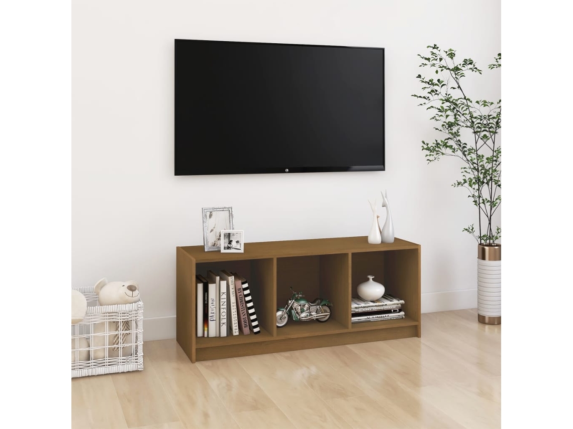 Vidaxl Móvel De Tv 104x33x41 Cm Pinho Maciço Castanho Mel