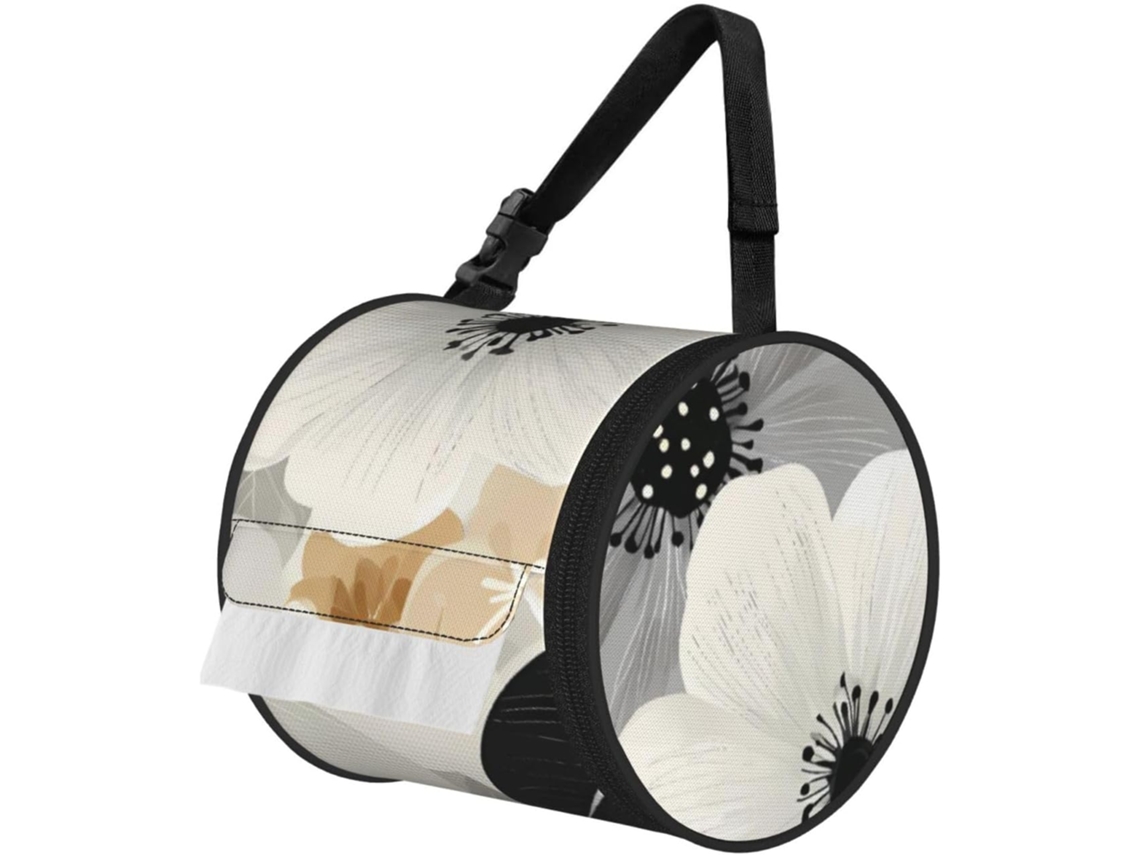 Porta Papel Higiênico Portátil Com Estampa Floral Em Aquarela, Alça Ajustável E Design Dobrável, Ideal Para Banheiro
