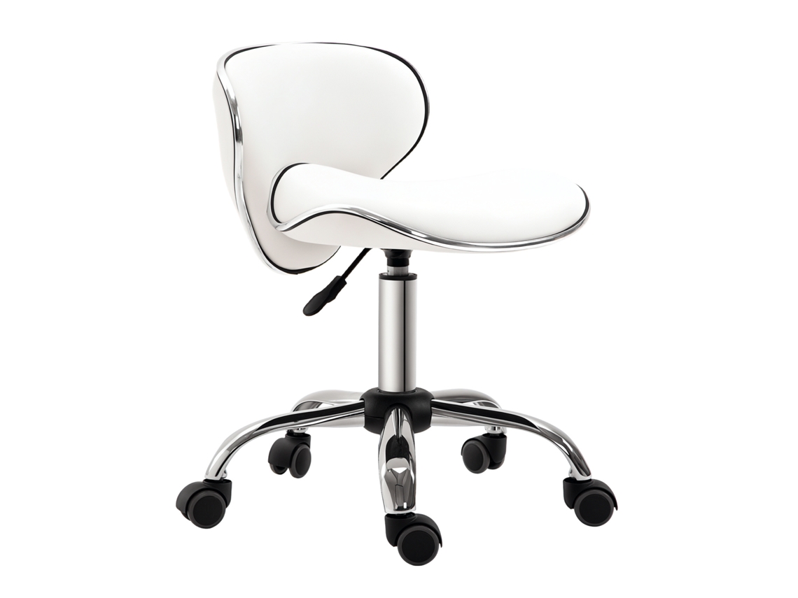 Banco Giratório com Rodízios,assento Ajustável 44 56cm e Encosto,360°.branco BTFORUS