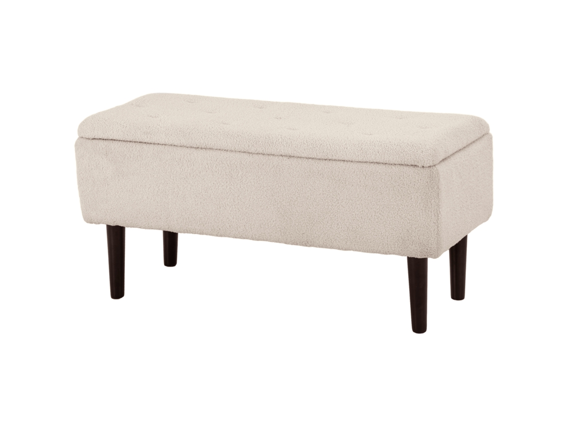 Banco ORBITRA COMMERCE com pés de madeira de seringueira, 95x38x45 cm bege