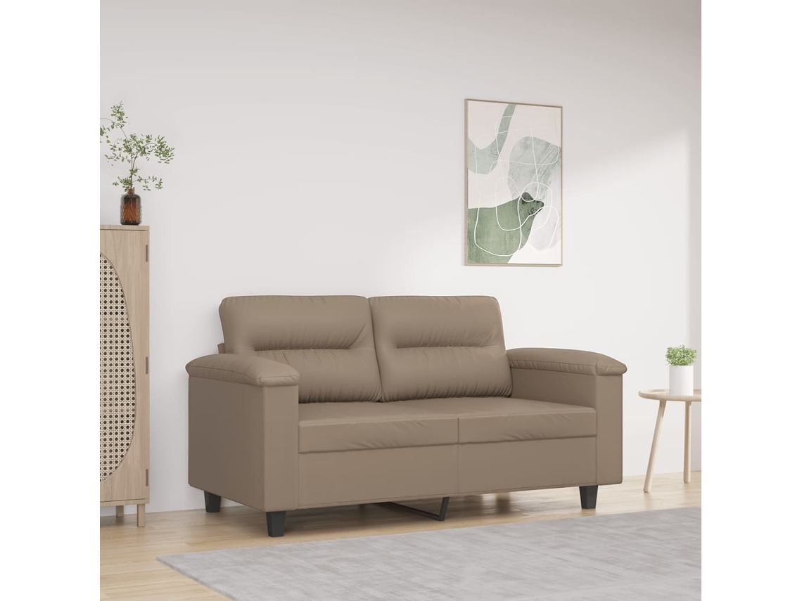 Sofá De 2 Lugares | Sofá Da Sala | Sofá De Relaxamento 120 Cm Couro Artificial Cor Cappuccino Wsd917273 Lovely Home