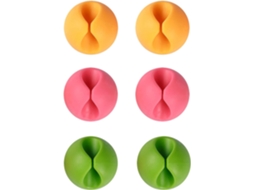Clips para Cabos de Mesa, Compatíveis com Todos os Computadores, Alimentação, Carregamento Ou Mouse (6 Peças, Amarelo, Verde, Ver AQUAFORGE