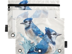 Pastas Com Janela Transparente Blue Birds Em Várias Cores, Pastas Com Bolsos Organizadores Escolares, De Sala Aula