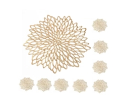 Tapetes de Mesa LAXISCREED 8pcs Floral Pvc Resistente Ao Calor