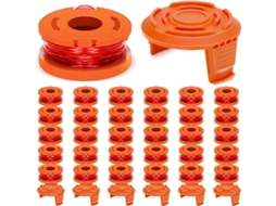 Pacote com 30 Carretéis de Fio com 6 Tampas Aparador de Grama para Worx Wa0010 HENTEN HOME