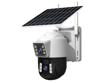 EMEBAY Câmera Wi Fi Externa Sem Fio com Painel Solar Câmera de Monitoramento Externo com Bateria Lente 6Mp/2/360 Rotação/Detecção Humana/Visão Not