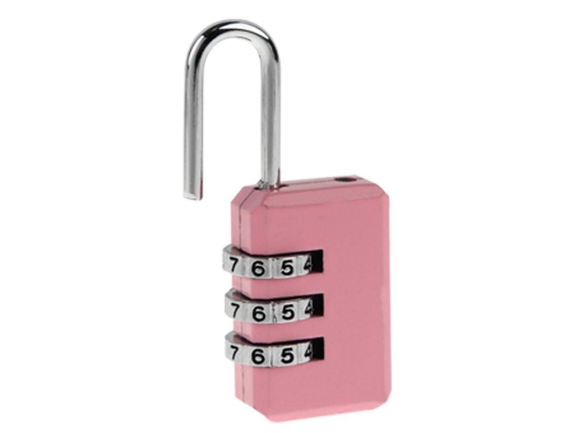 Cadeado, Código de 3 Dígitos, Cadeado Rosa BRILVIBERA