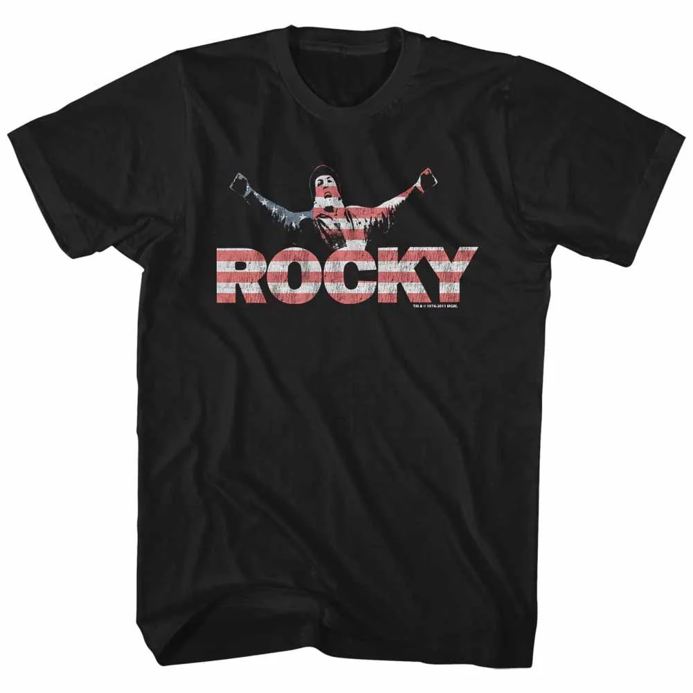 Unisex Adult T-shirt Rockinstone Rocky Movie Classic Rock Black Sizexl