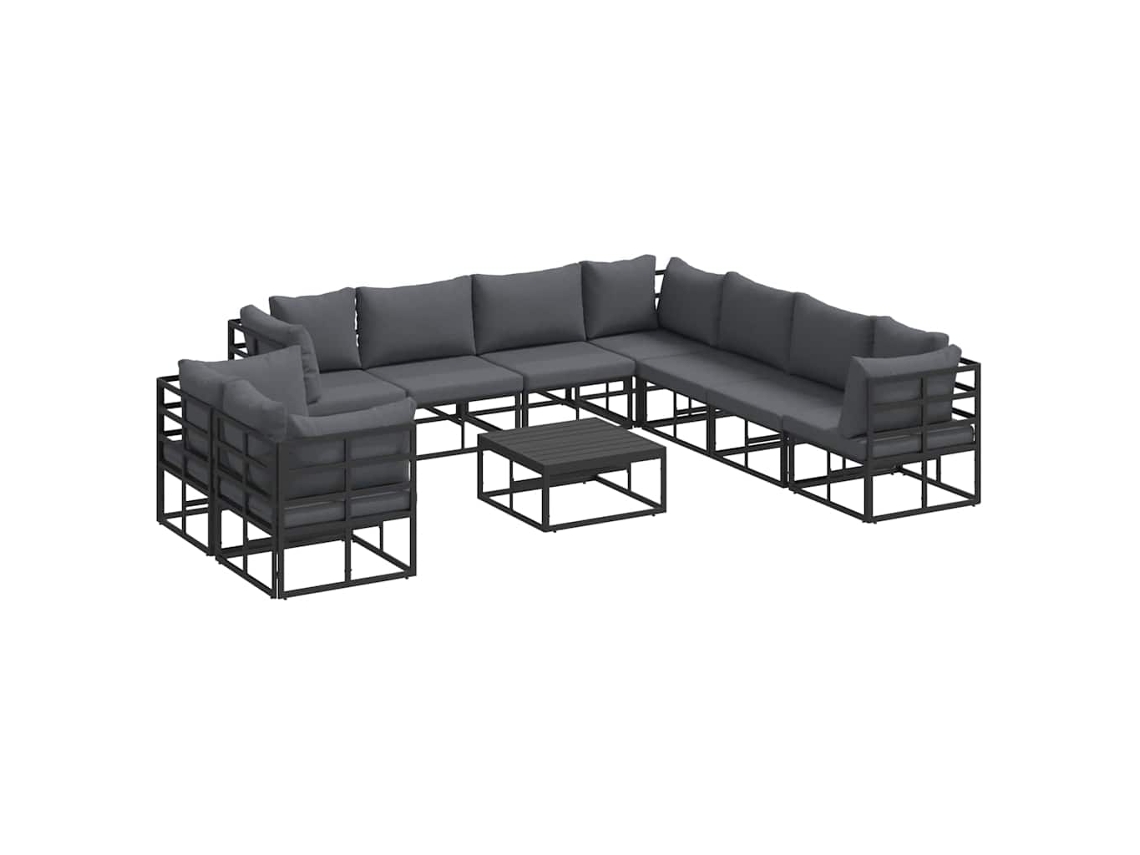 Conjunto 10 Assentos De Jardim Vidaxl Preto Alumínio (283 X 283 X 71 Cm)