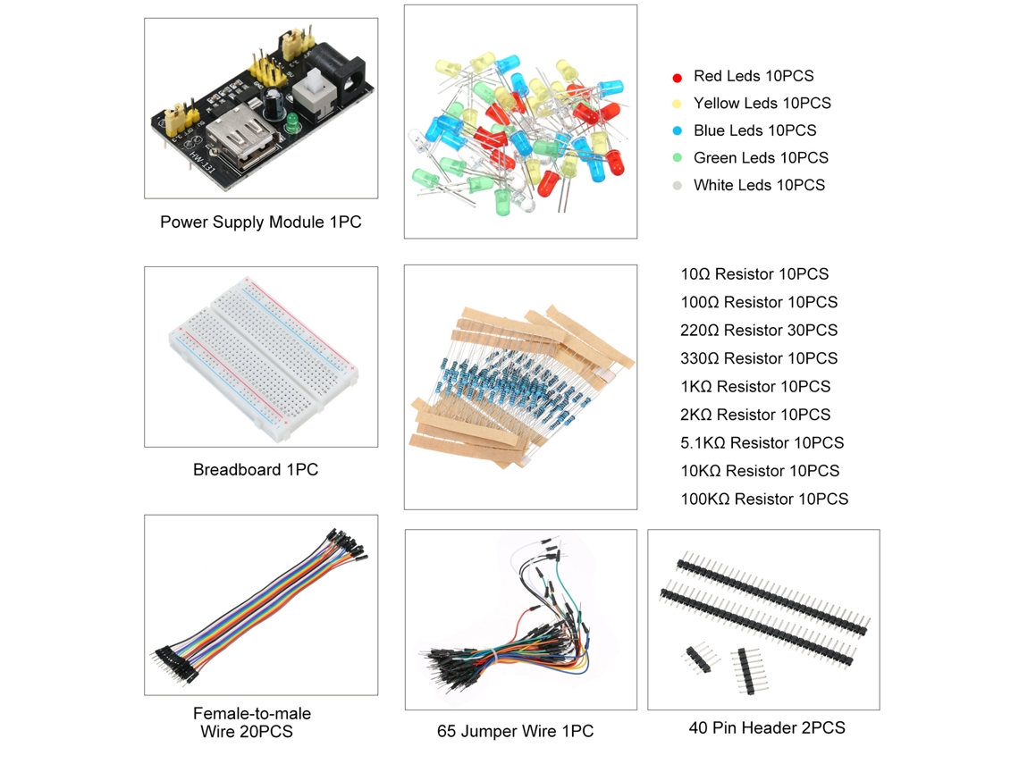 Kit Eletrônico Fun Laxiscreed Para Substituir Arduino E Raspberry Pi Com Breadboards, Resistores E Capacitores