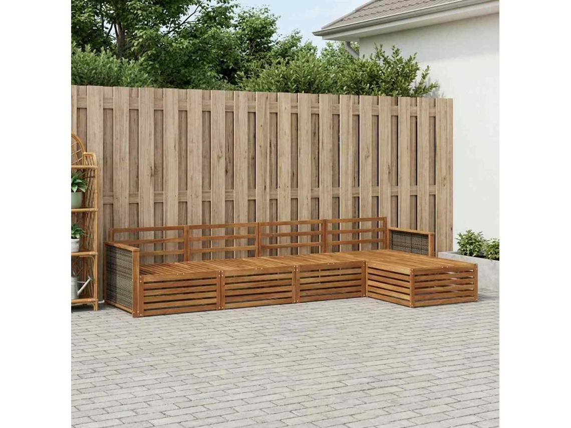 Vidaxl Conjunto De Sofás Para Exterior 5 Unid. Natural