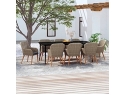 Vidaxl 9 Pcs Conjunto De Jantar Para Jardim Com Almofadões Castanho